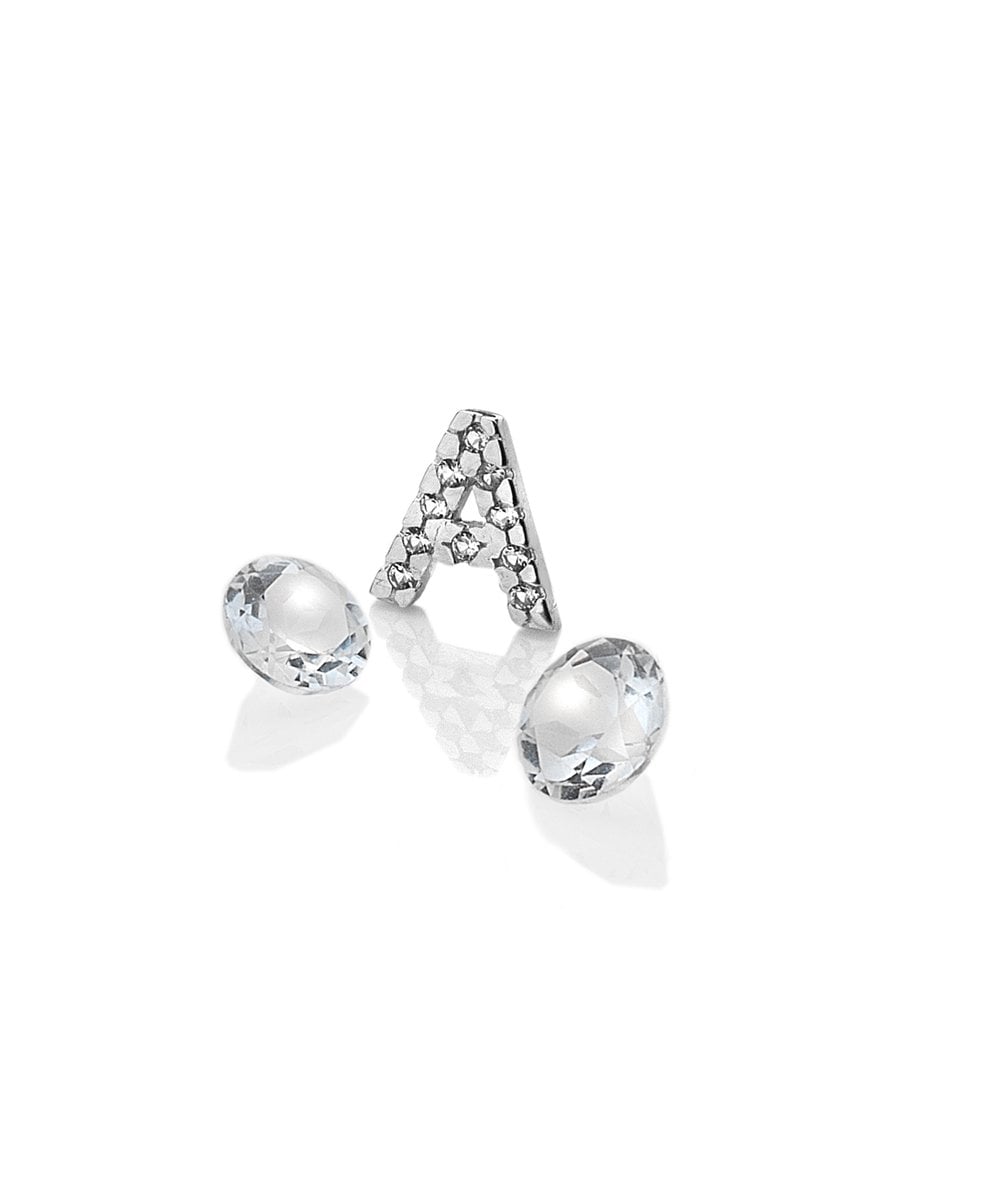 Anais Paris Silver Initial A & White Topaz Charms