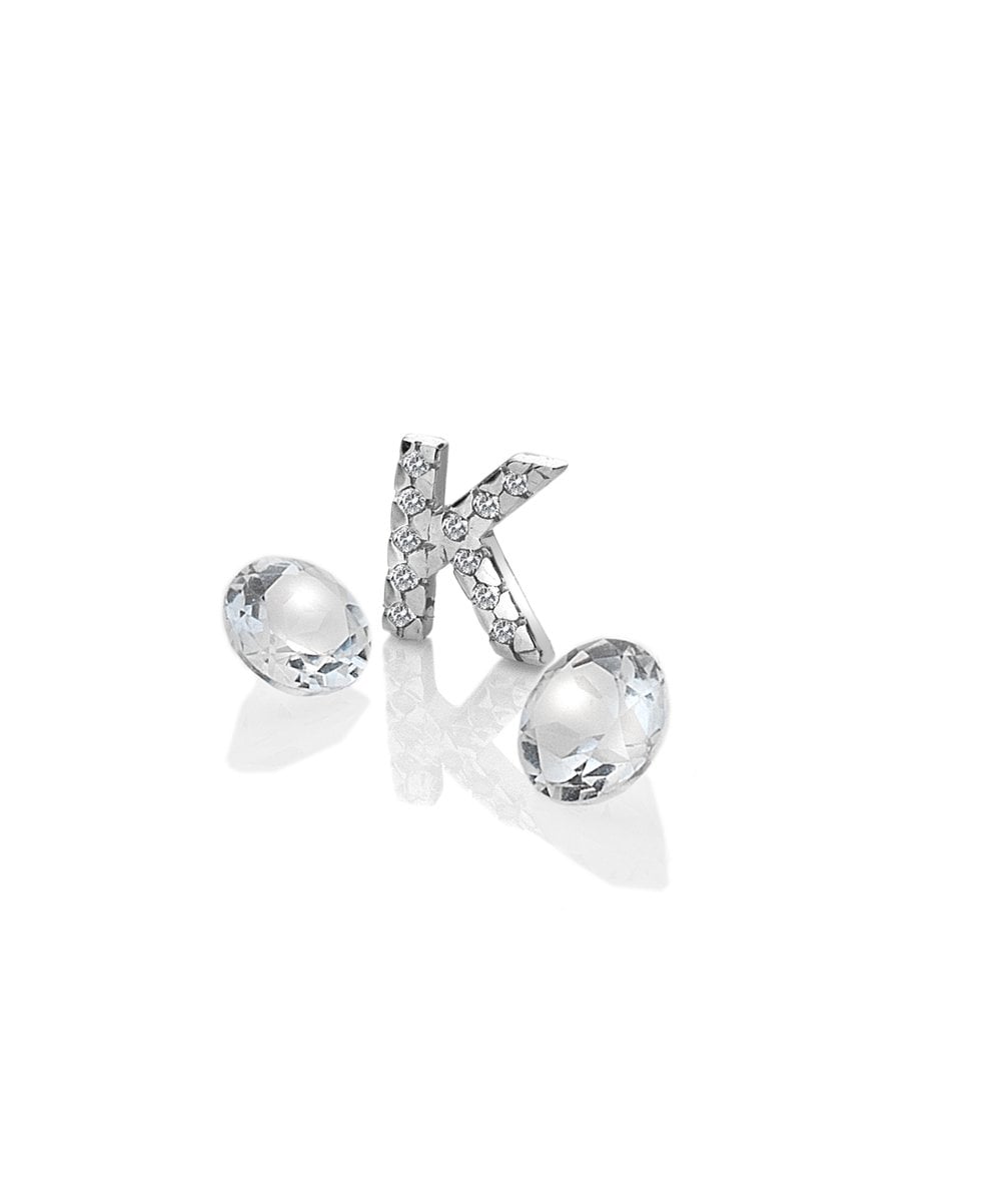 Anais Paris Silver Initial K & White Topaz Charms