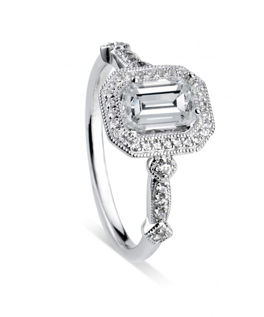 18ct White Gold 0.84ct Diamond Halo Ring