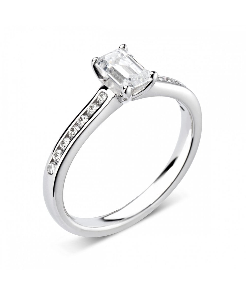 Platinum 0.49ct Lab Grown Emerald Cut Diamond Solitaire Ring
