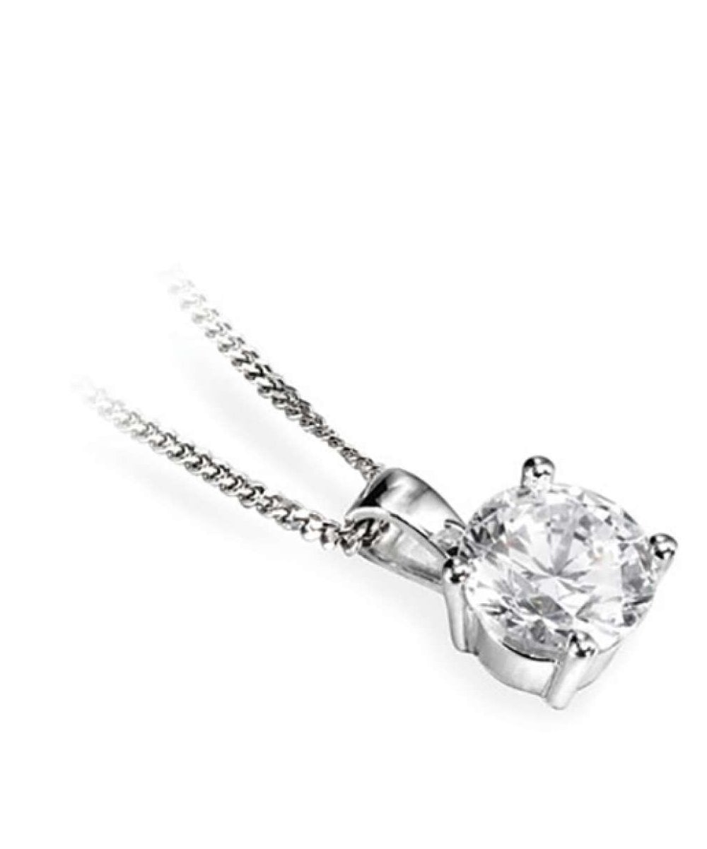 18ct White Gold Four Claw Diamond Pendant
