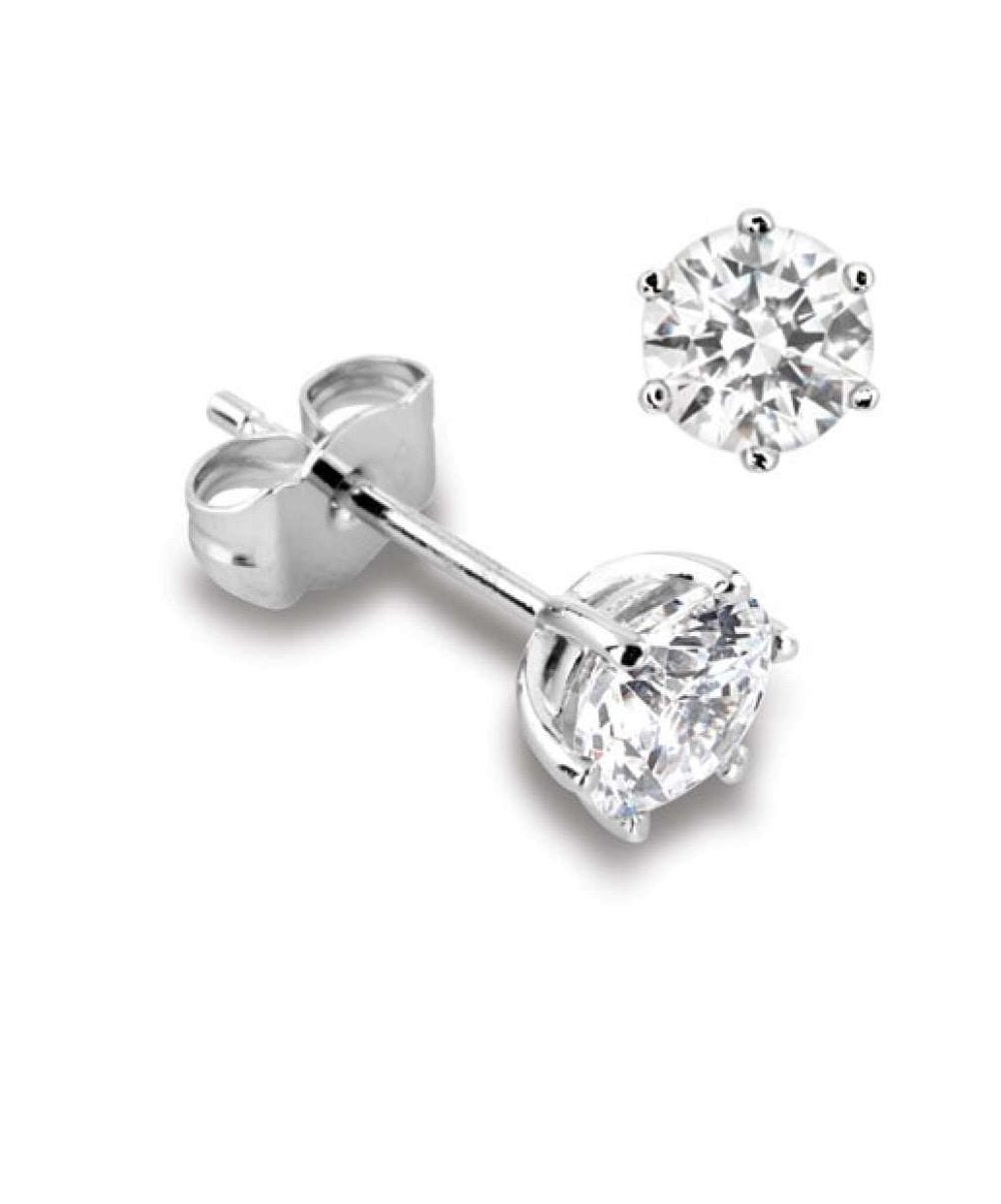 Silver 4mm CZ Stud Earrings