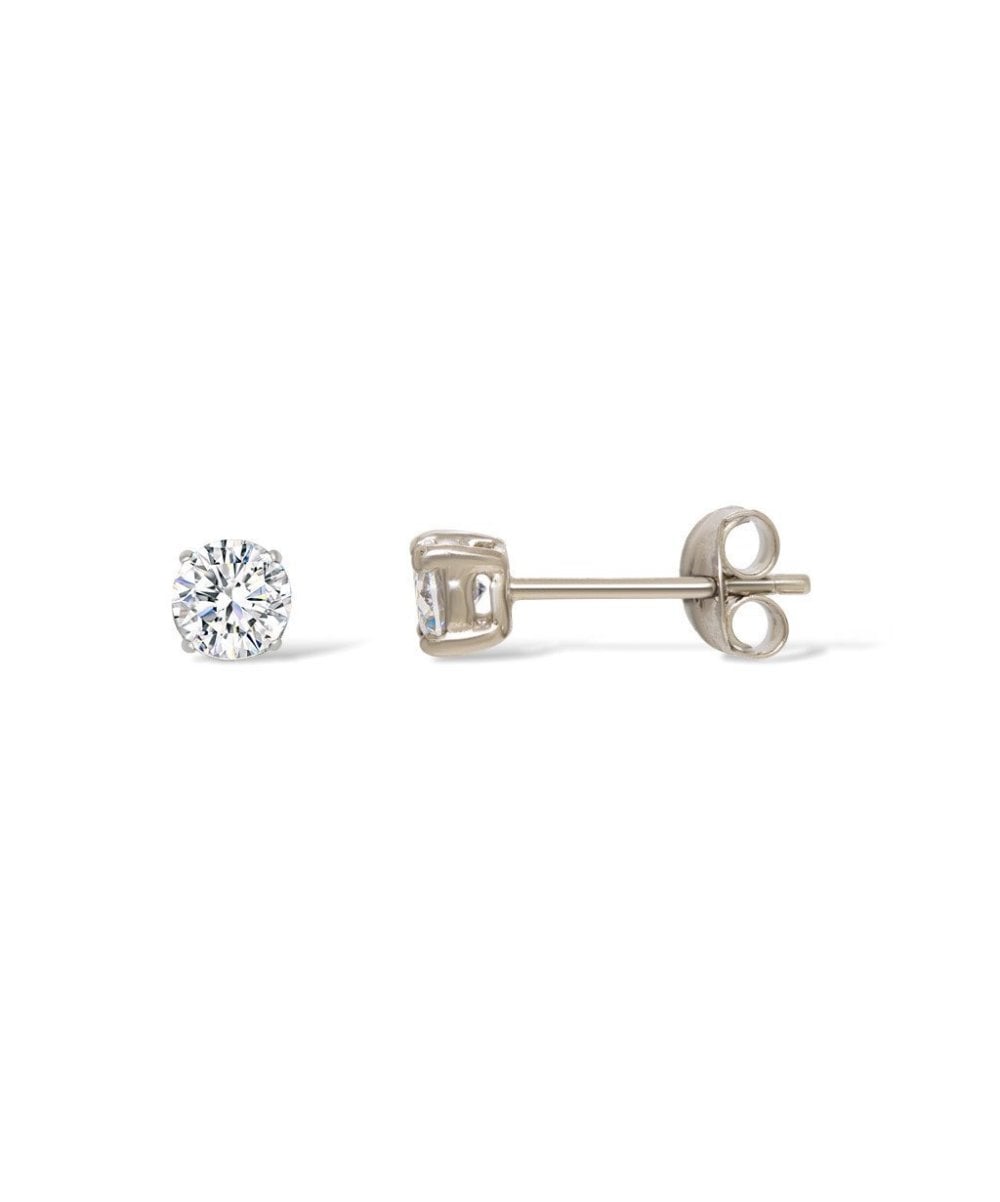 Silver 4mm CZ Stud Earrings