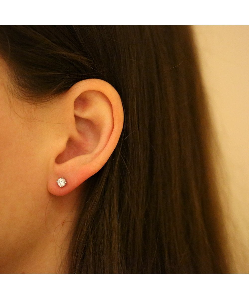 Silver 4mm CZ Stud Earrings