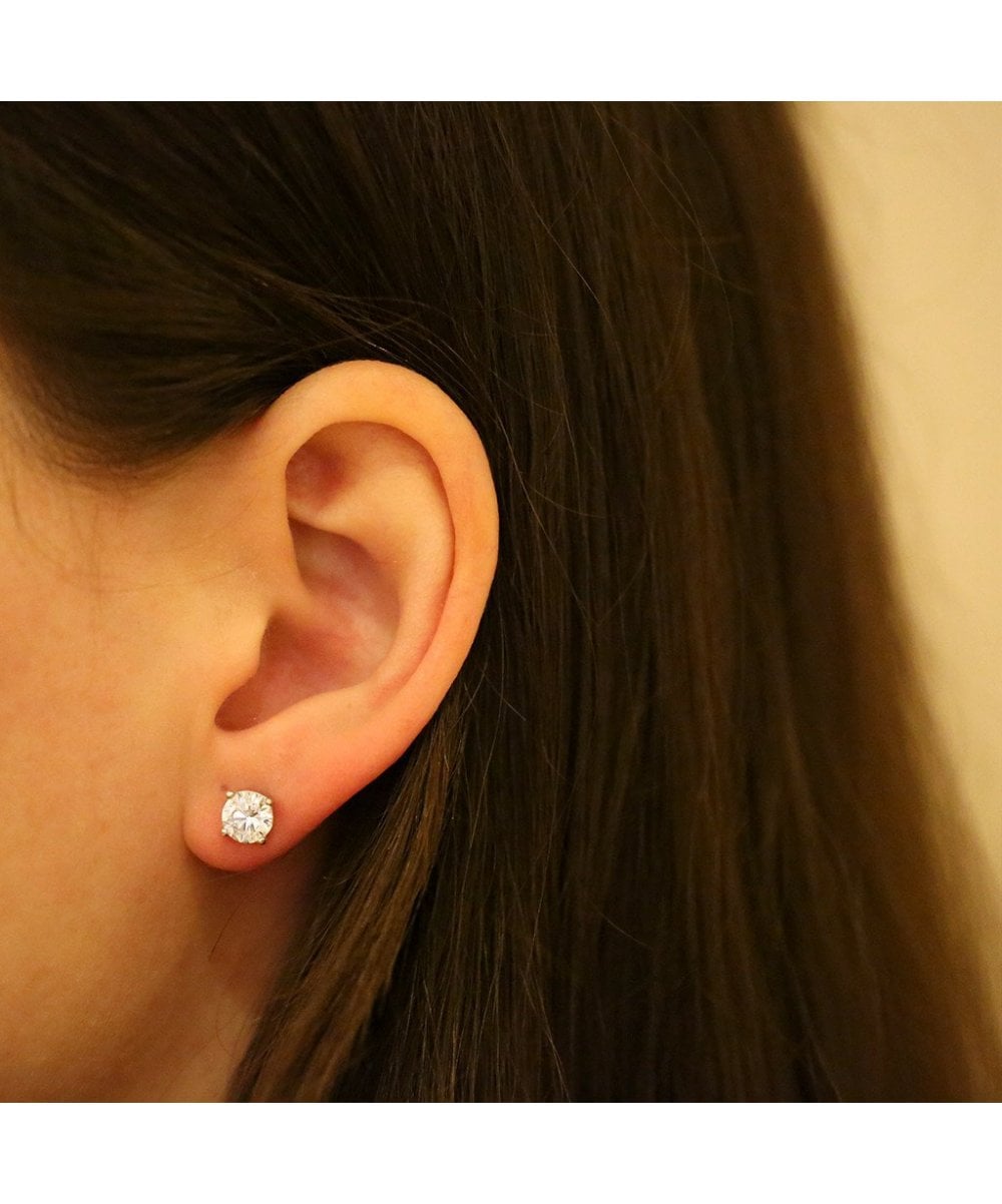 Silver 6mm CZ Stud Earrings