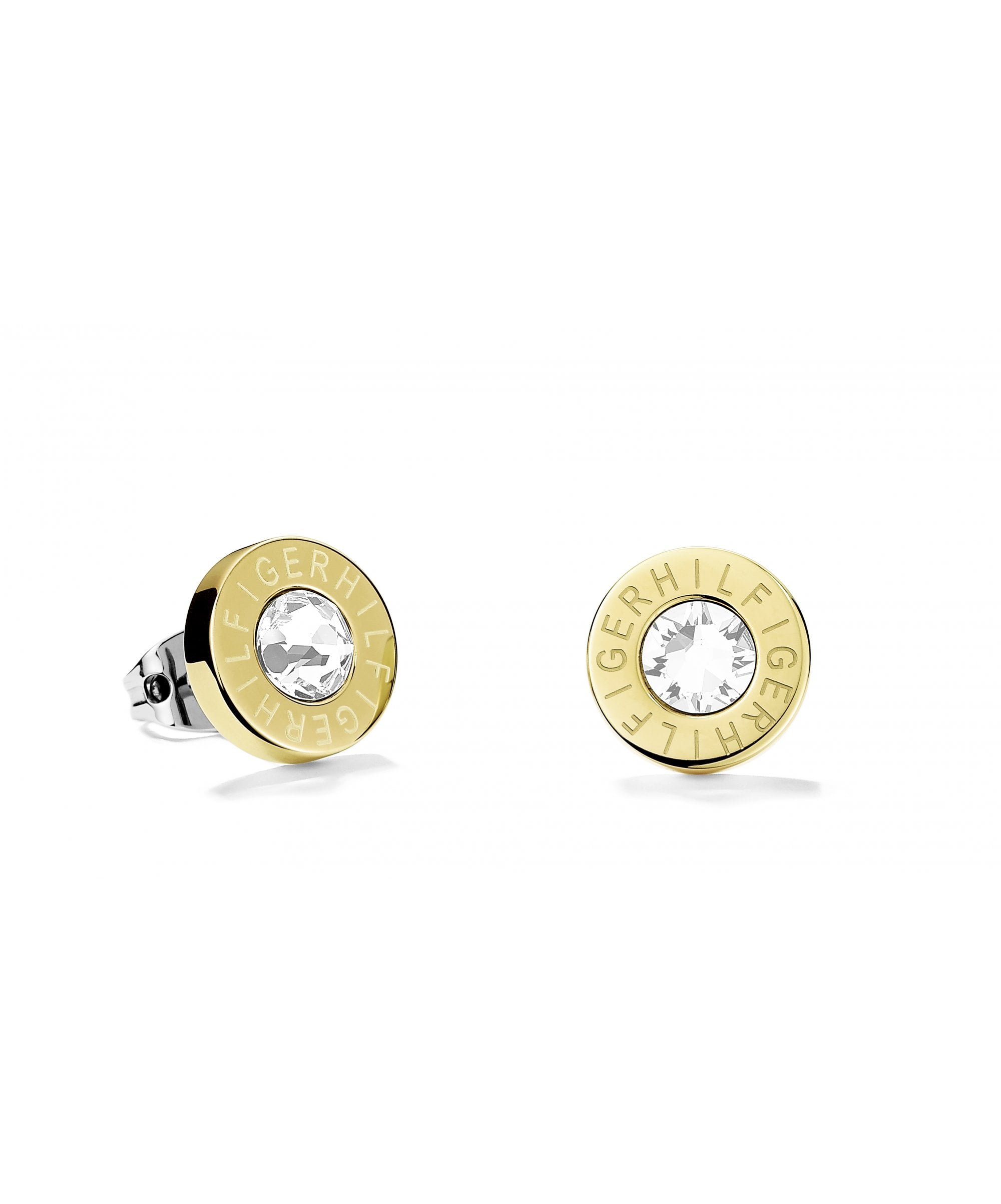 Tommy Hilfiger TH Logo Gold Plated Ladies Stud Earrings