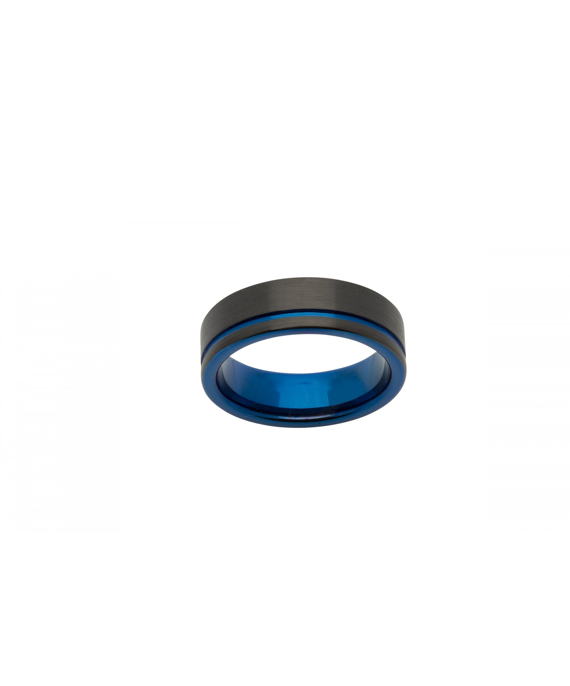 Tungsten 7mm Flat Court Ring With Blue & Black Finish - TUR-58