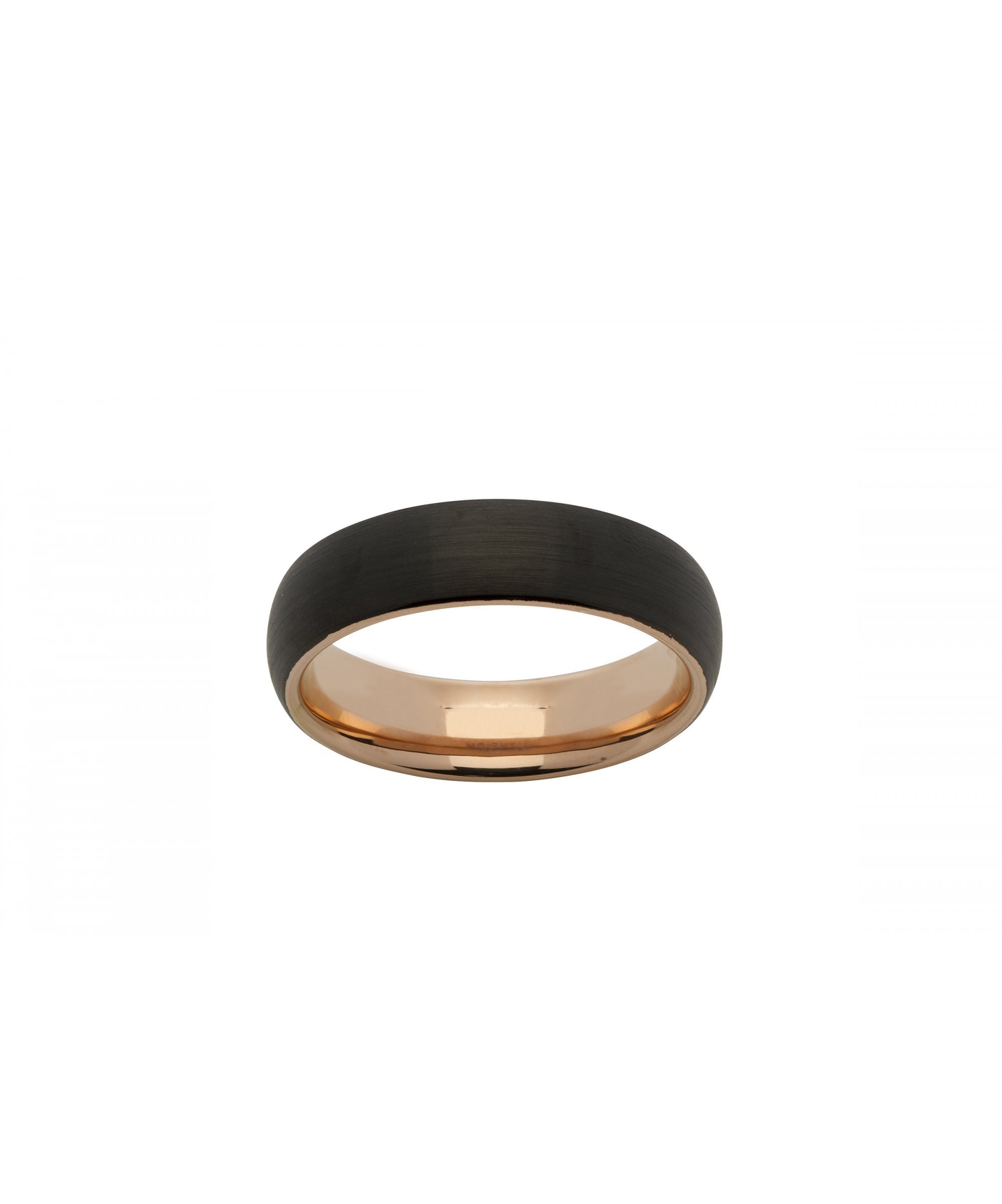 Tungsten 6mm Court Ring Rose Gold & Black Finish - TUR-57