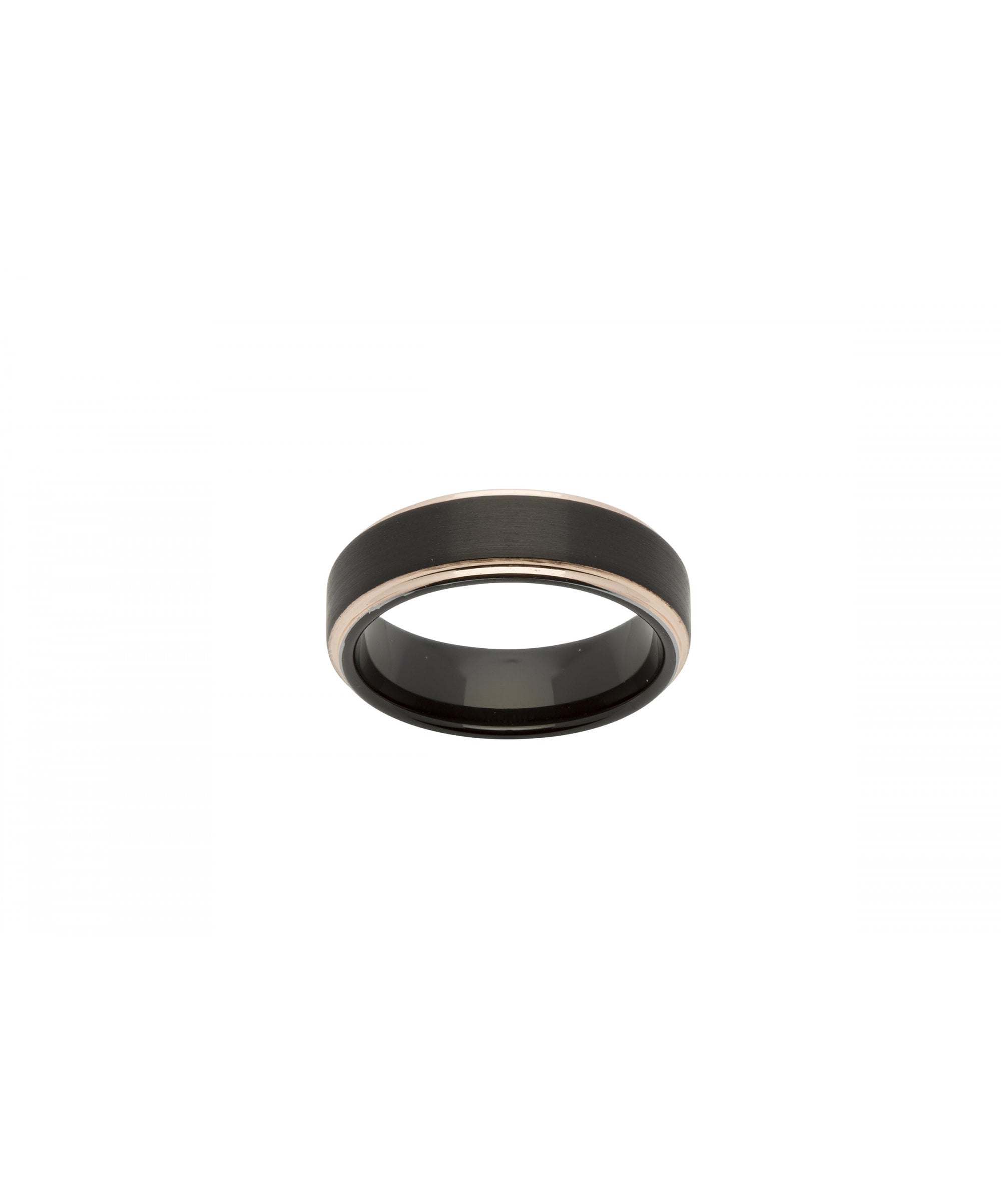 Tungsten 7mm Rounded Flat Ring Rose Gold & Black Finish - TUR-55