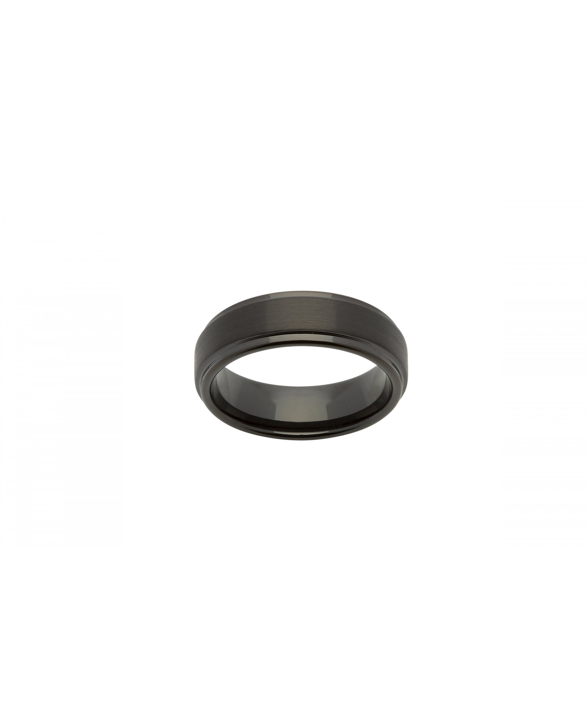 Tungsten 7mm Stepped Edge  Ring Black Finish - TUR-54