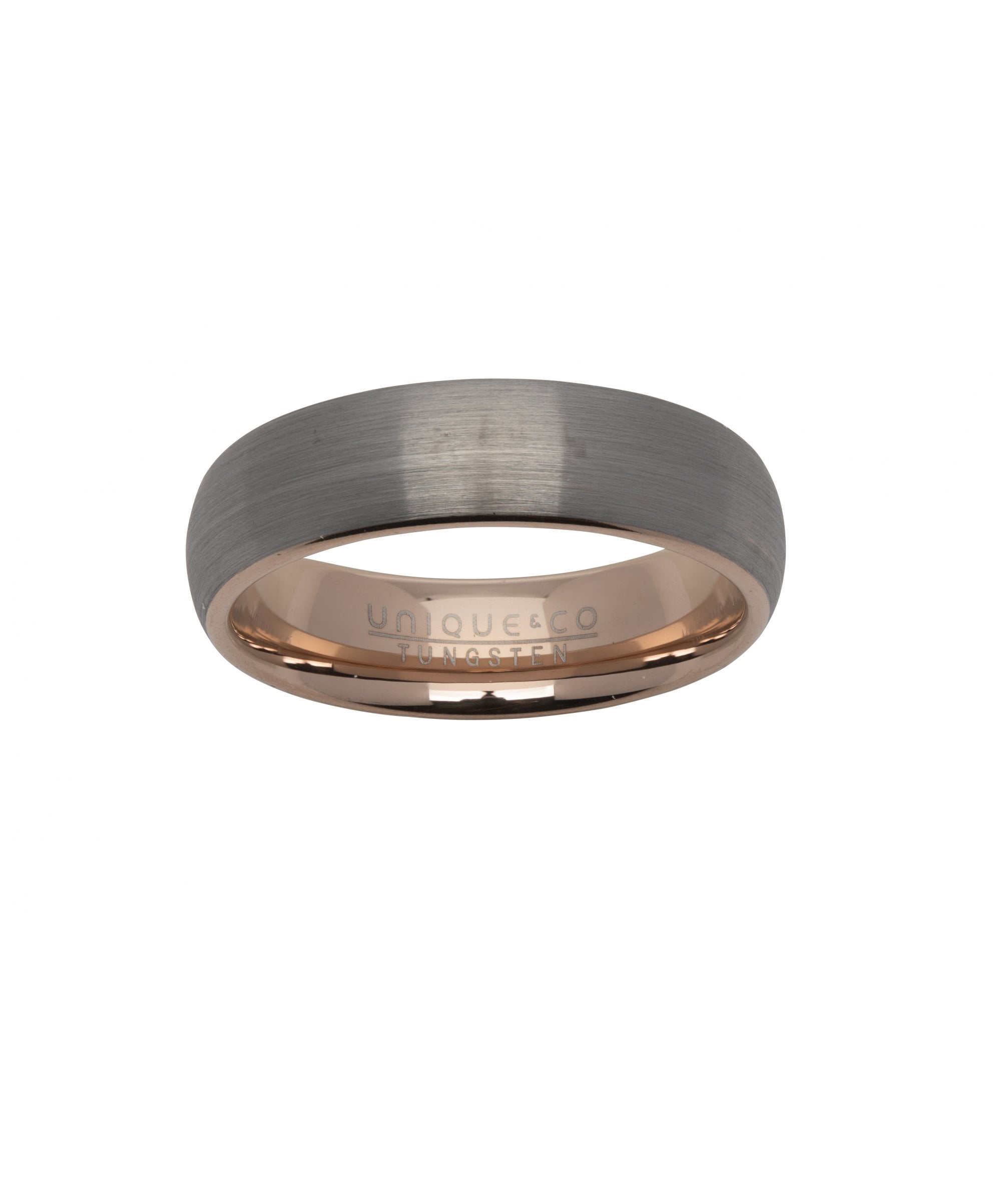 Tungsten 6mm Court Ring With Inner Rose Gold Finish - TUR-69