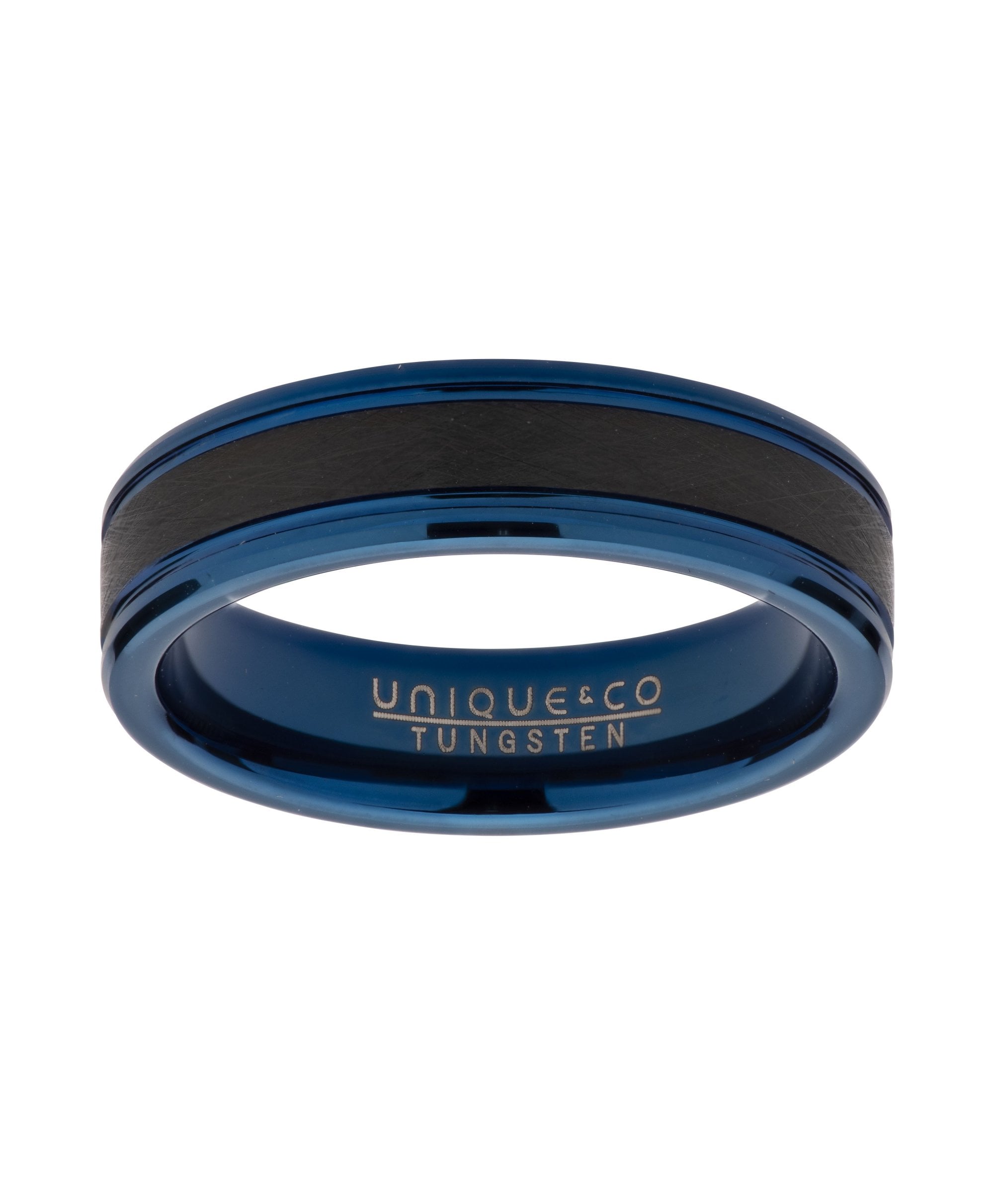 Tungsten 7mm Flat Court Ring Blue & Black Finish - TUR-90