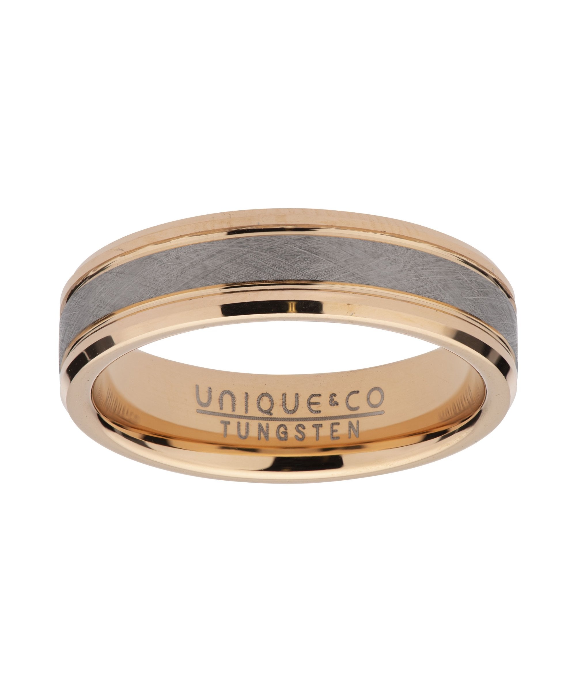 Tungsten 7mm Flat Court Ring With Rose Gold & Grey Finish - TUR-88