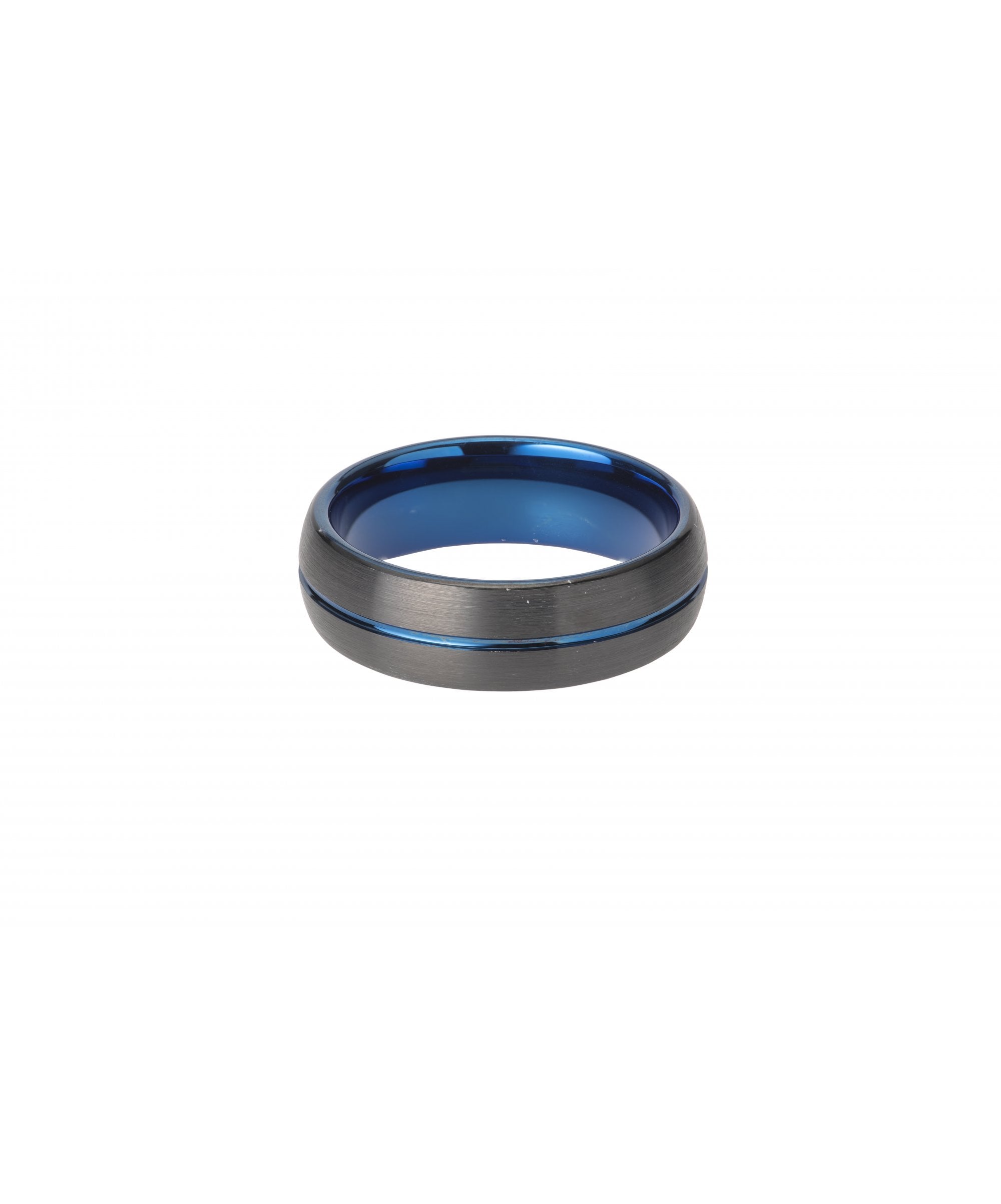 Tungsten 7mm Court  Ring with Blue & Black Finish- TUR-86
