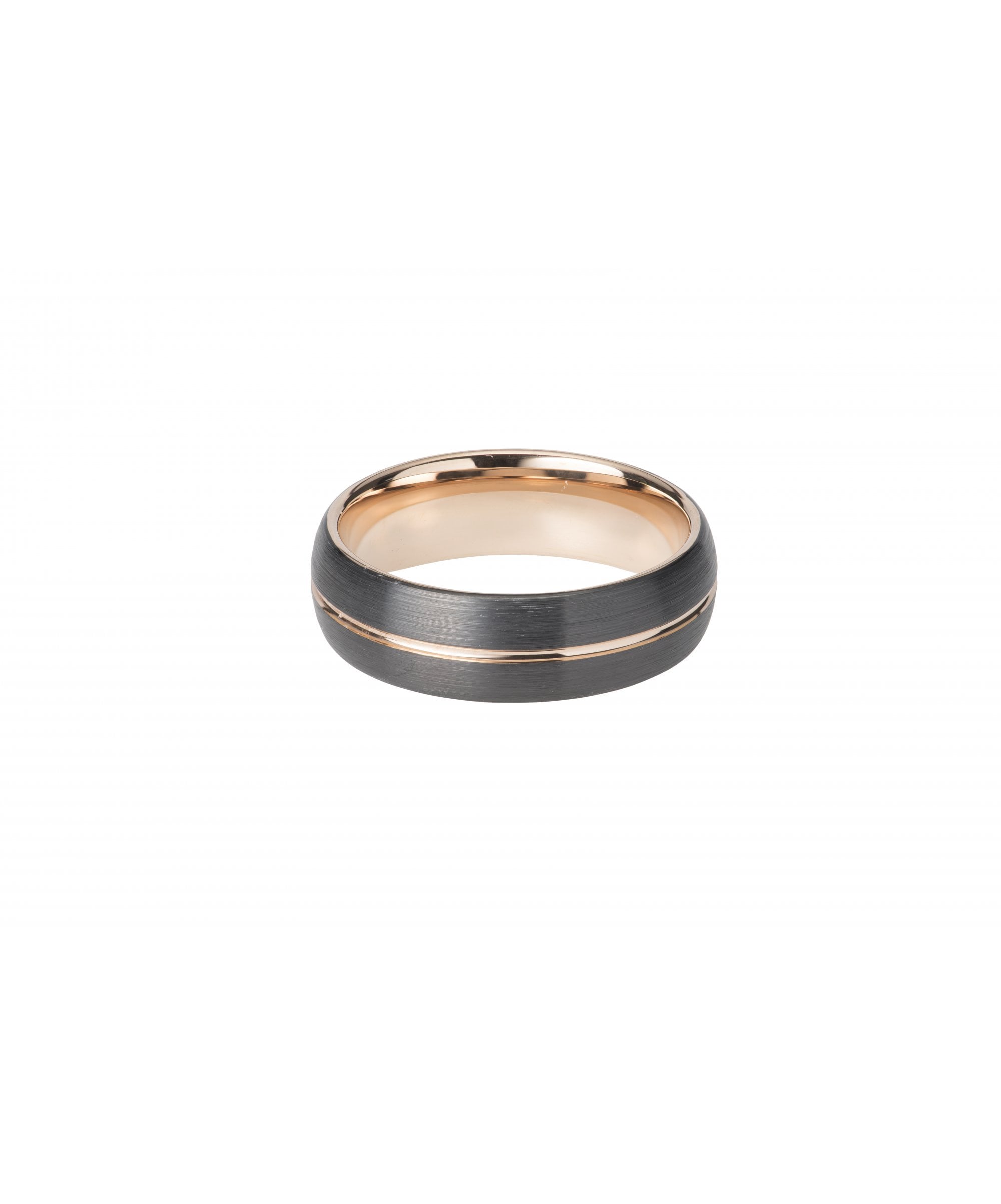 Tungsten 7mm Court Ring with Rose Gold & Black Finish - TUR-85