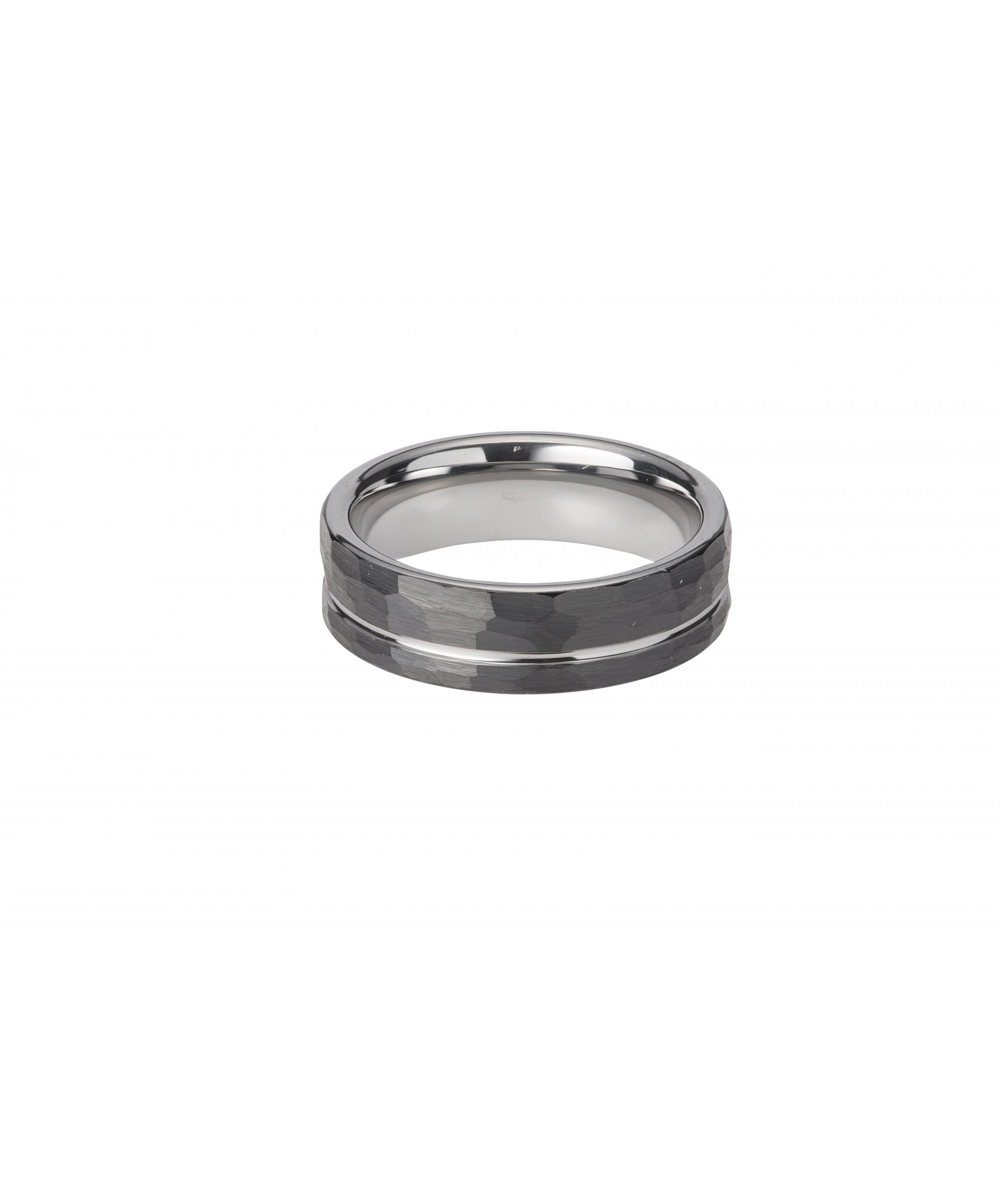 Tungsten 7mm Hammered Flat Court  Ring - TUR-82
