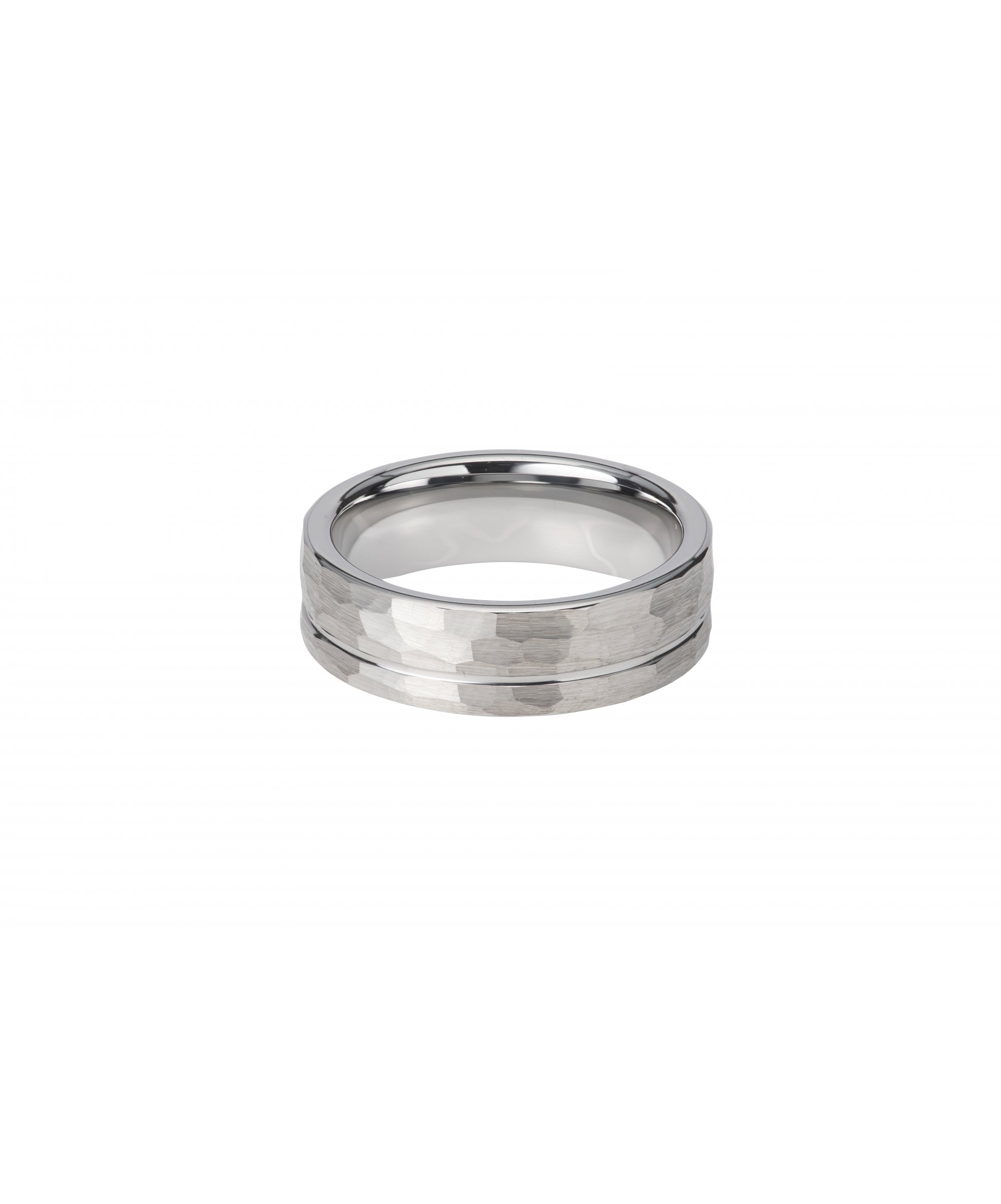 Tungsten 7mm Hammered Flat Court  Ring - TUR-79