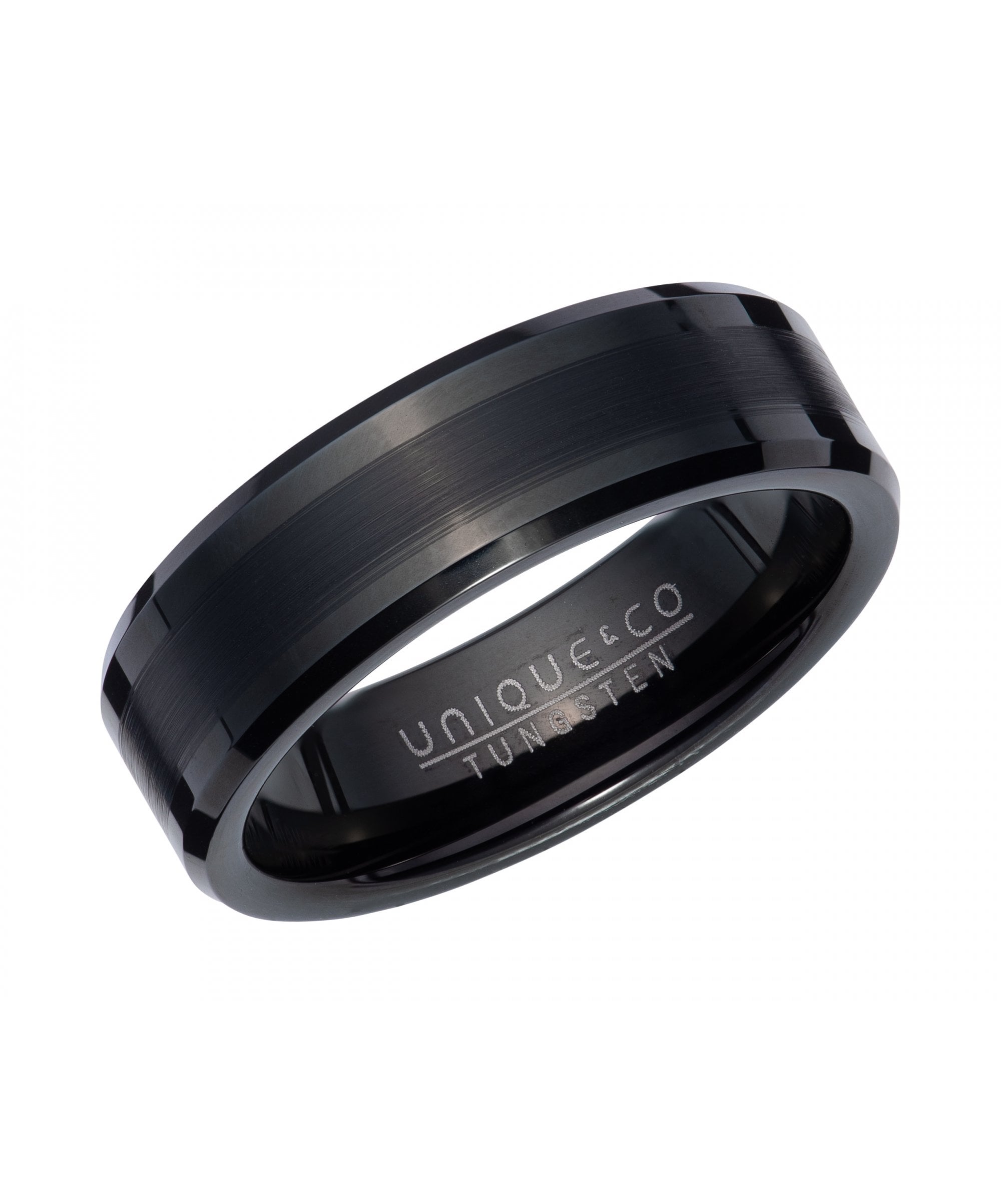 Tungsten 7mm Bevelled Ring Black Finish - TUR-134