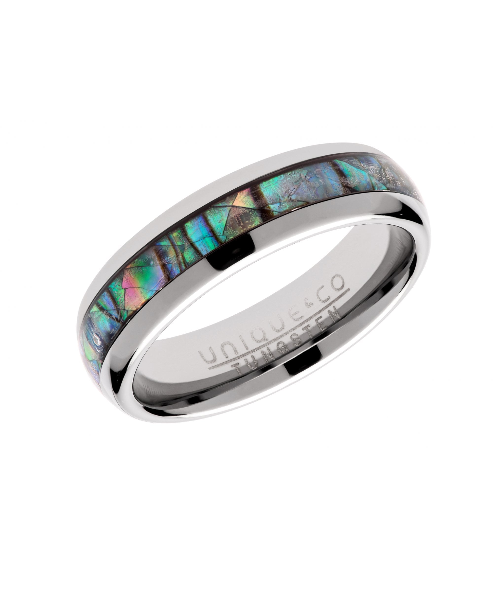 Tungsten 6mm Ring with Abalone Shell Inlay - TUR-99