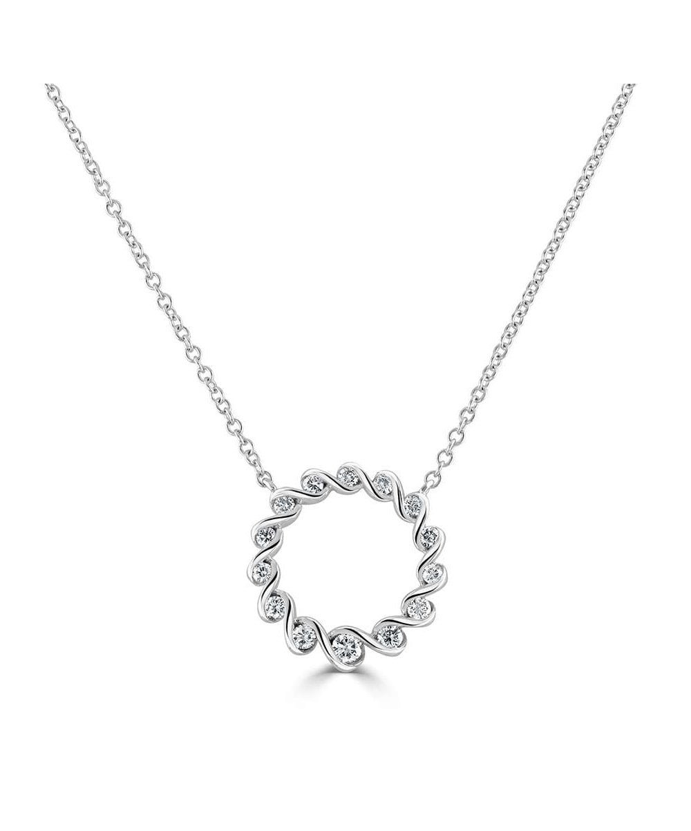 18ct White Gold Diamond Ribbon Twist Necklace