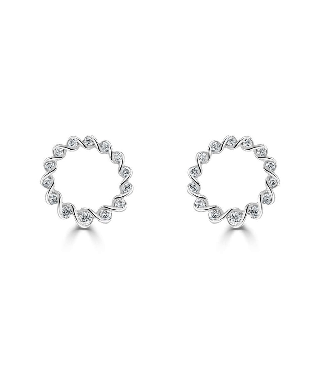 18ct White Gold Diamond Ribbon Twist Studs