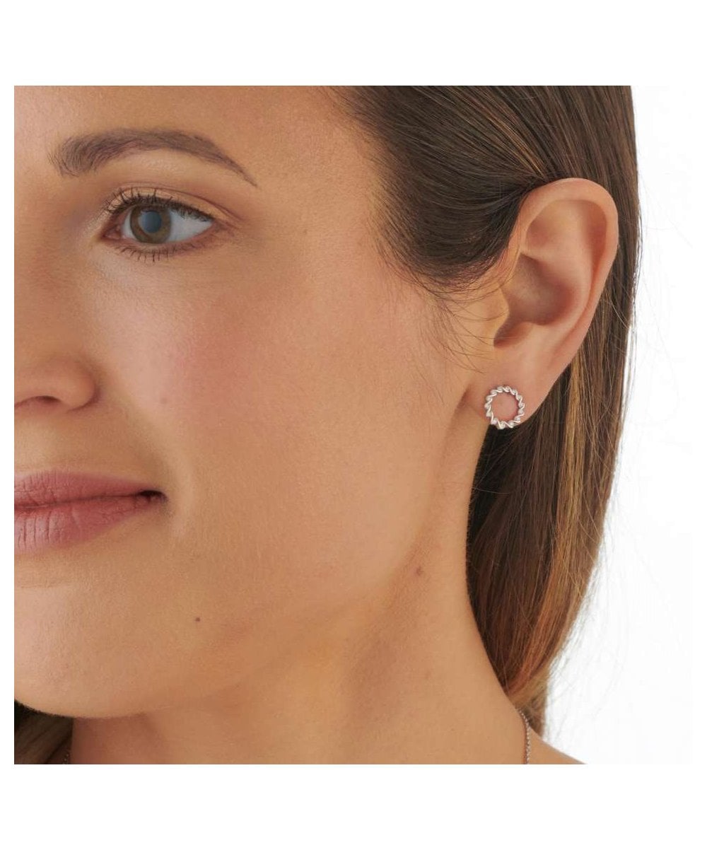 18ct White Gold Diamond Ribbon Twist Studs