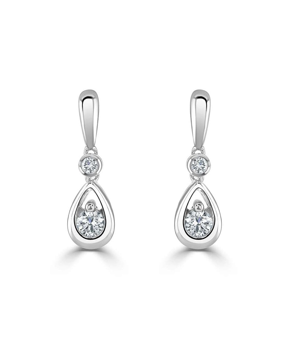 18ct White Gold Diamond Droplet Studs