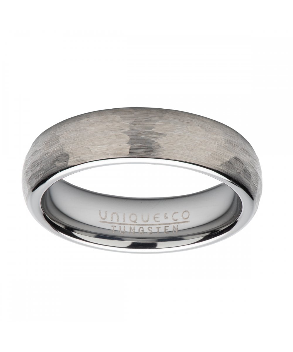 Tungsten 6mm Hammered Finish Ring - TUR-111
