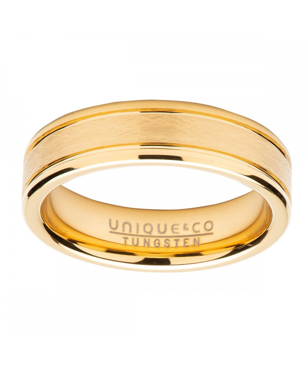 Tungsten 6mm Flat Court Ring with Gold Finish- TUR-119