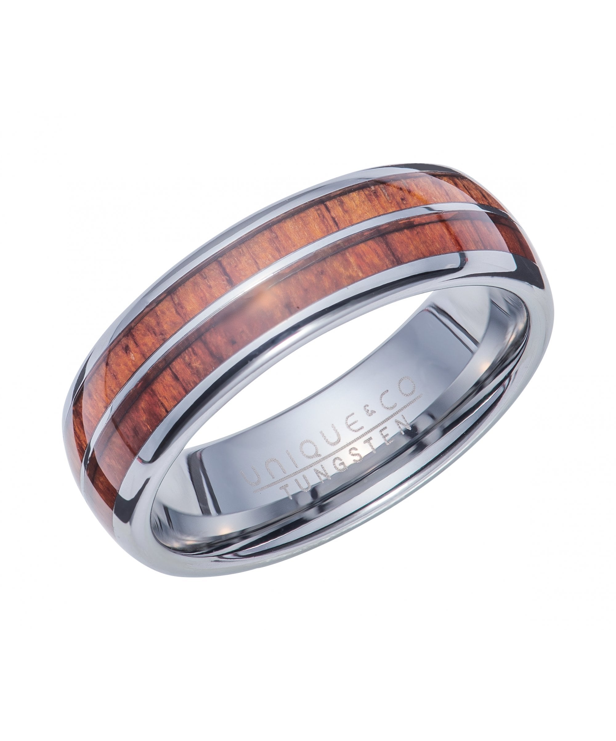 Tungsten 7mm Ring with Double Wood Inlay - TUR-137