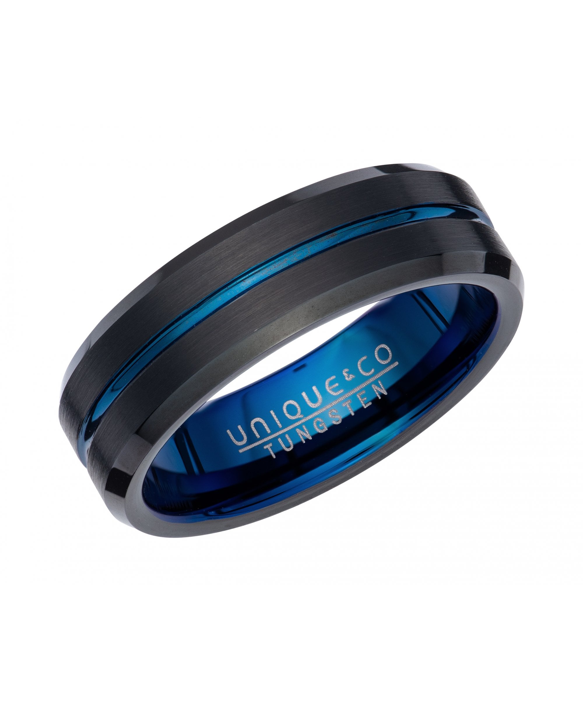 Tungsten 7mm Ring with Blue & Black Finish - TUR-132