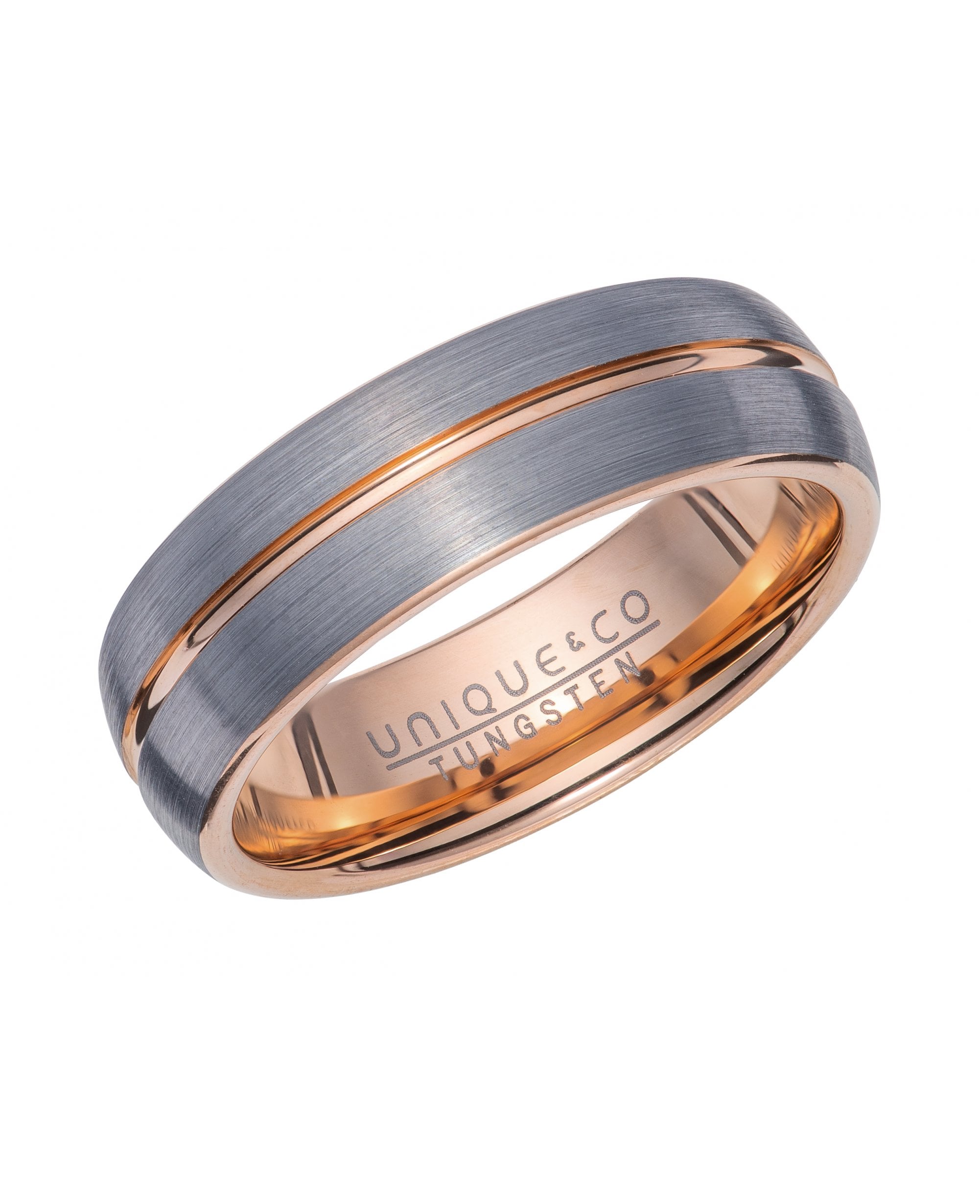Tungsten 7mm Court Ring With Rose Groove - TUR-127