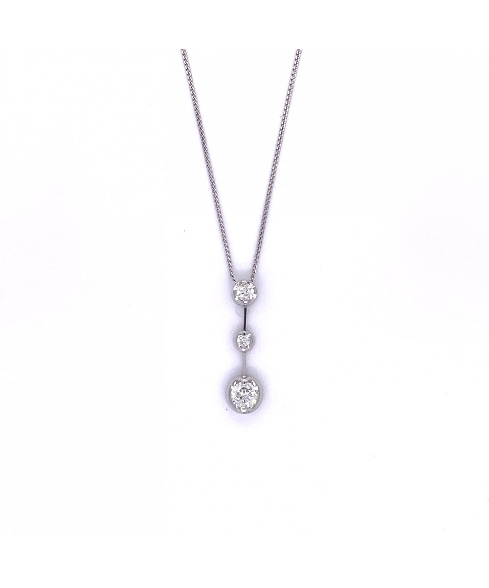 9ct White Gold 0.38ct Diamond 3 Stone Pendant
