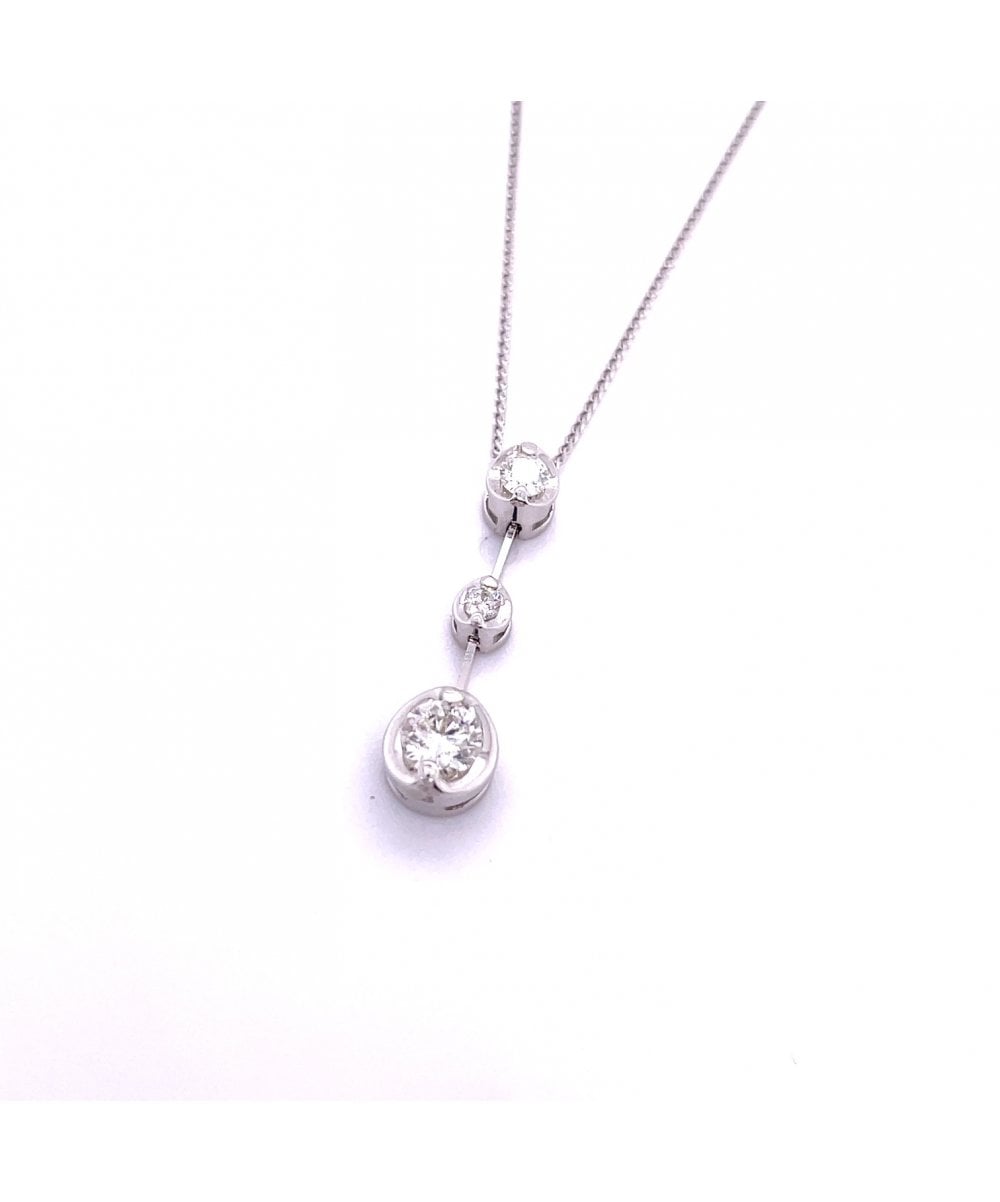 9ct White Gold 0.38ct Diamond 3 Stone Pendant