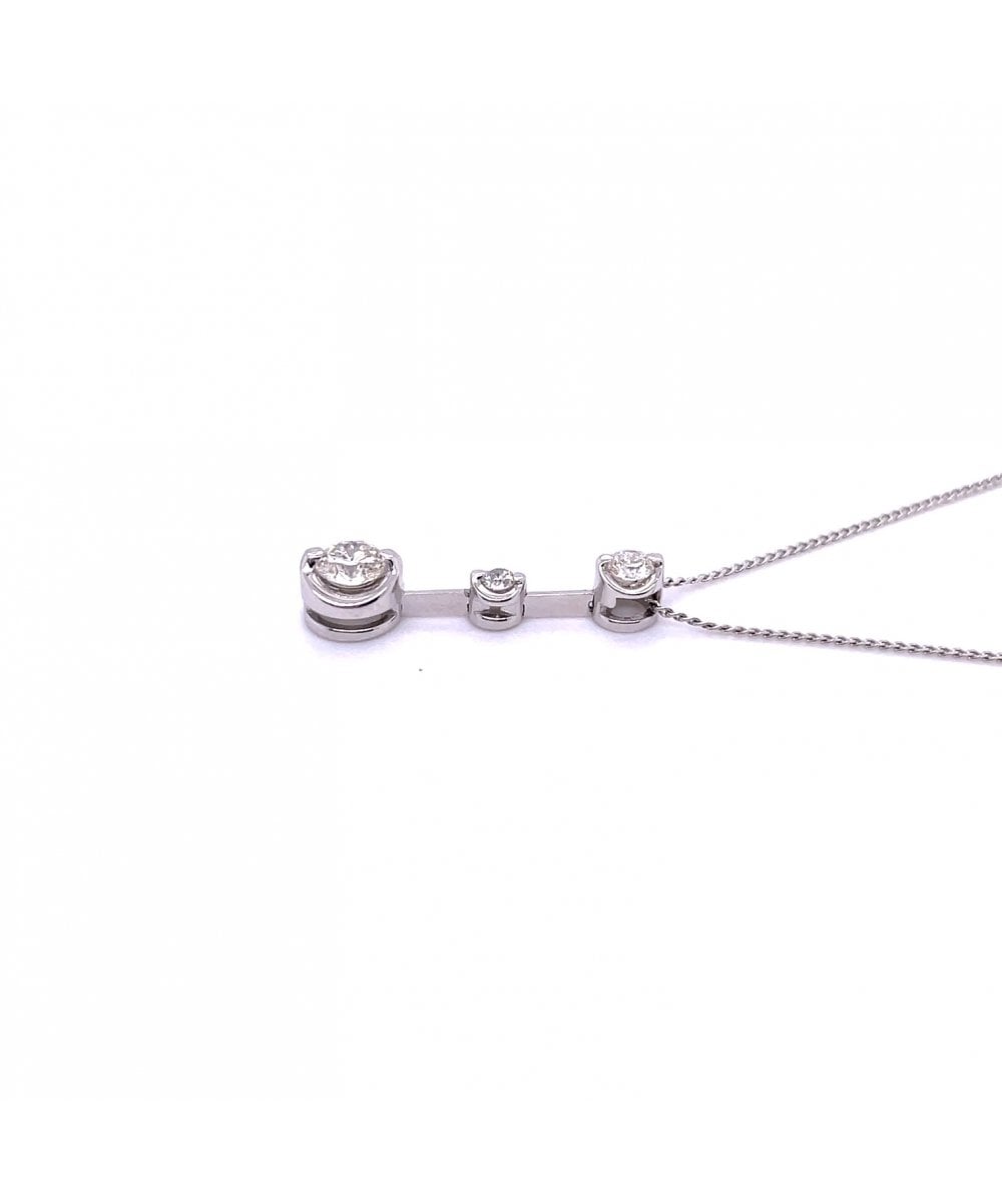 9ct White Gold 0.38ct Diamond 3 Stone Pendant