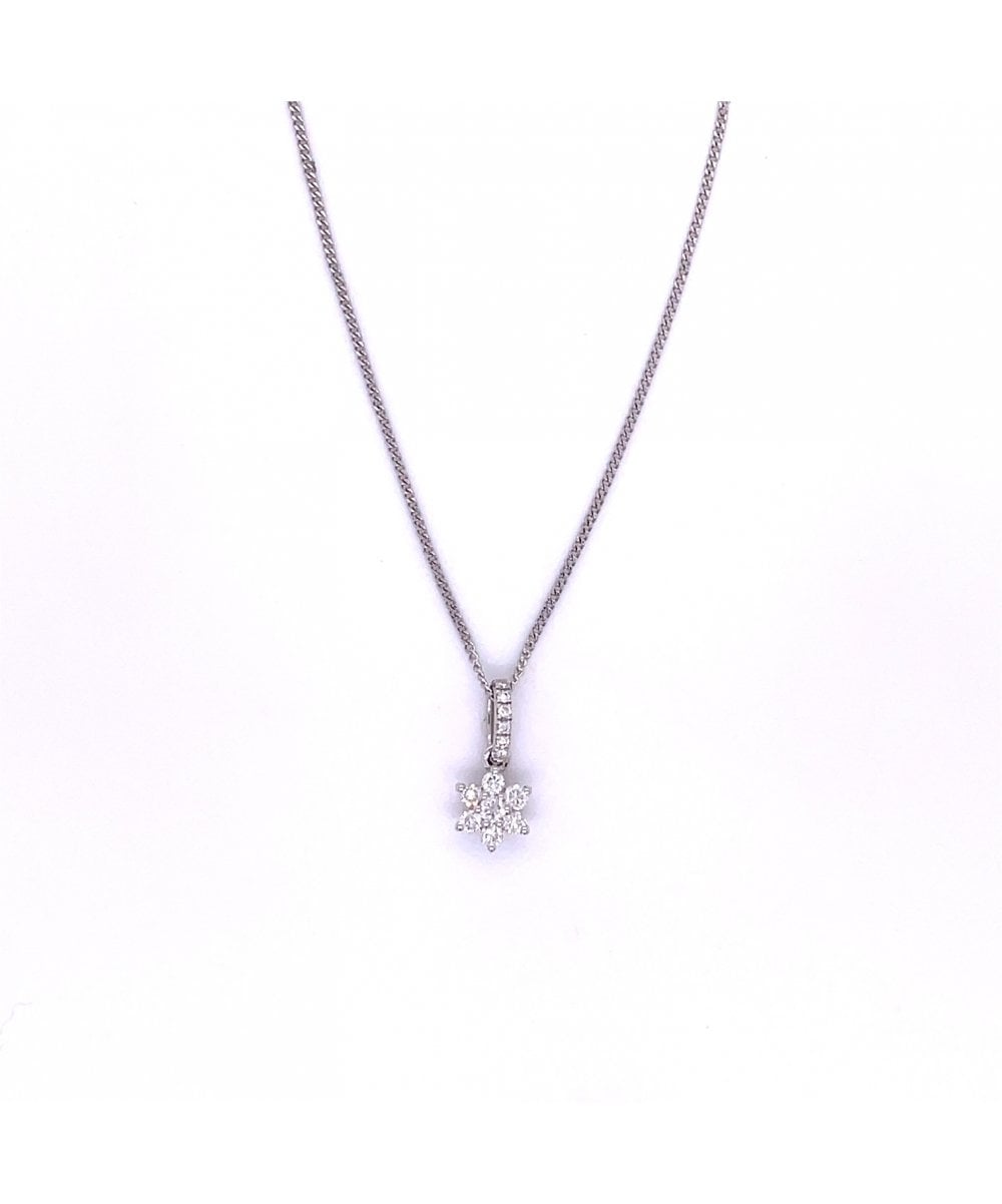 18ct White Gold Diamond Flower Pendant