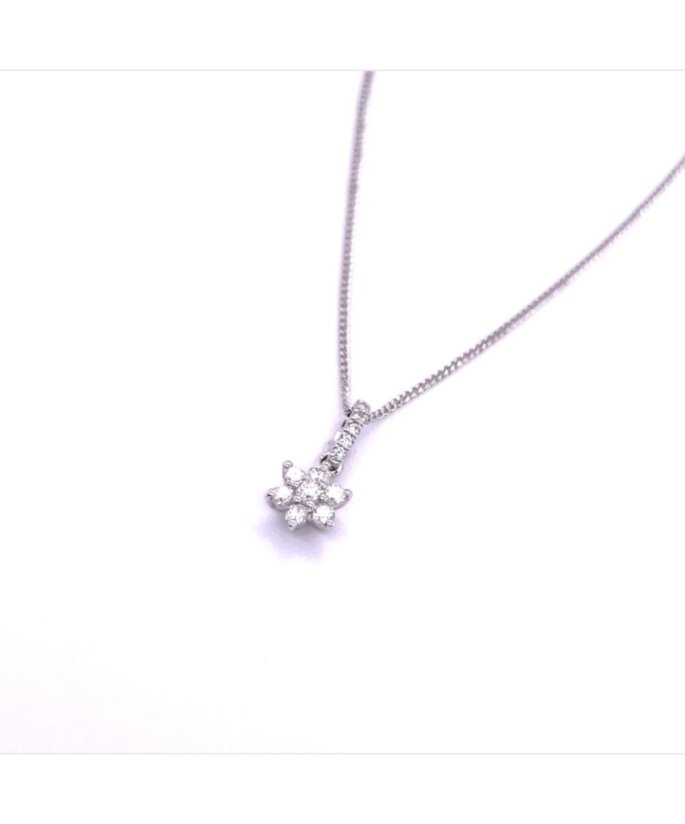 18ct White Gold Diamond Flower Pendant