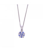 9ct White Gold Tanzanite & Diamond Flower Pendant