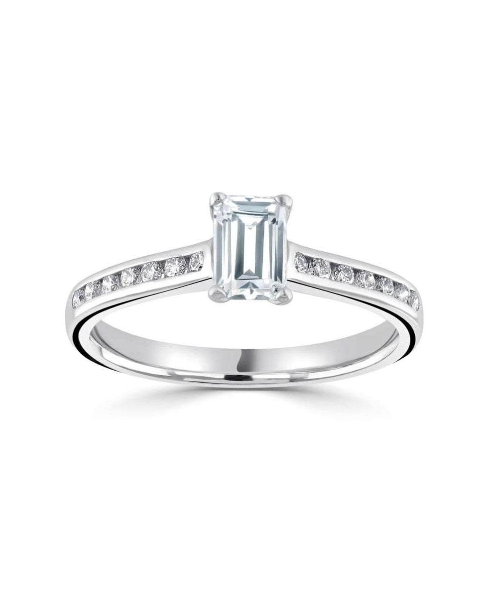 Platinum 0.49ct Lab Grown Emerald Cut Diamond Solitaire Ring