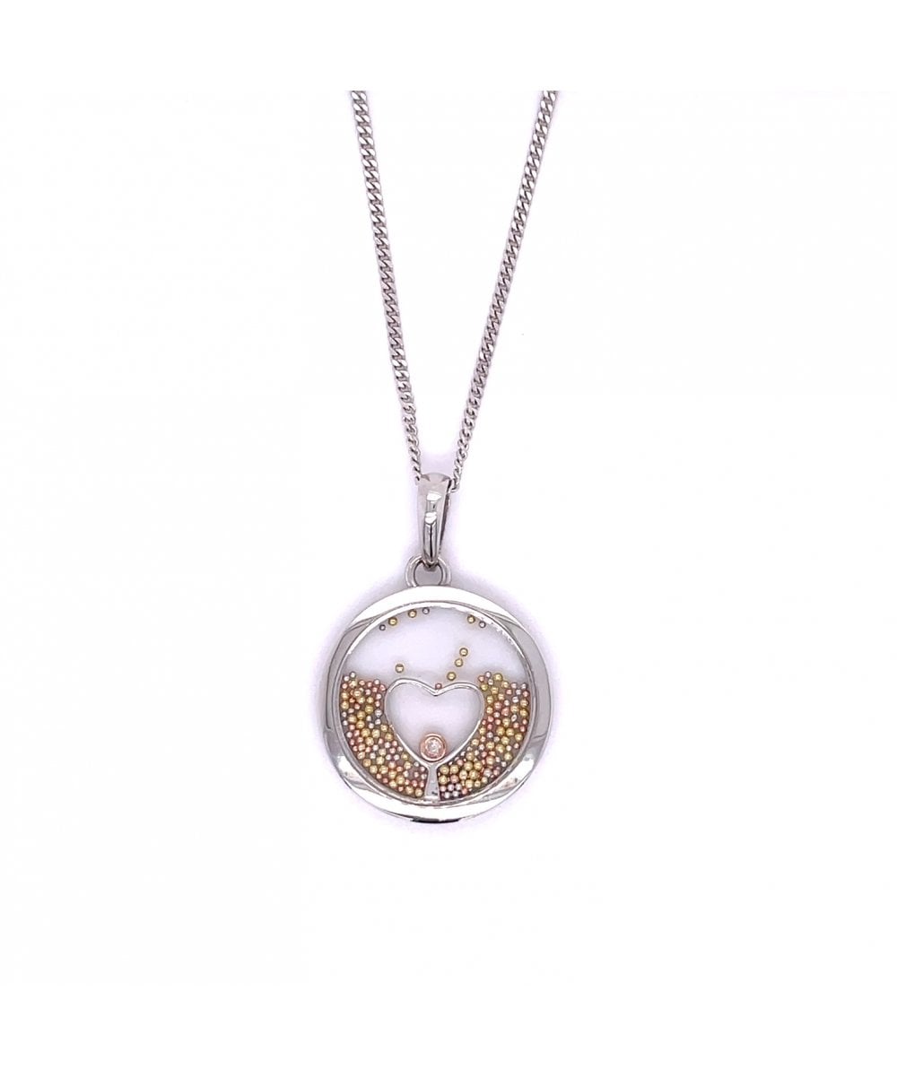 9ct White Gold Diamond 3 Colour Pendant