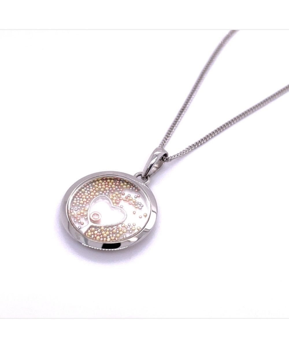 9ct White Gold Diamond 3 Colour Pendant