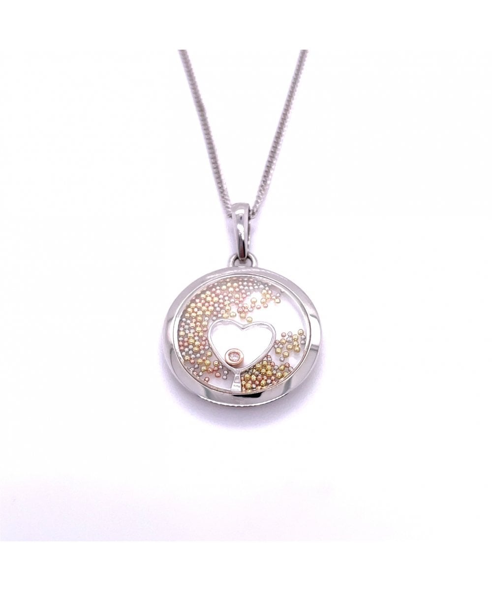 9ct White Gold Diamond 3 Colour Pendant