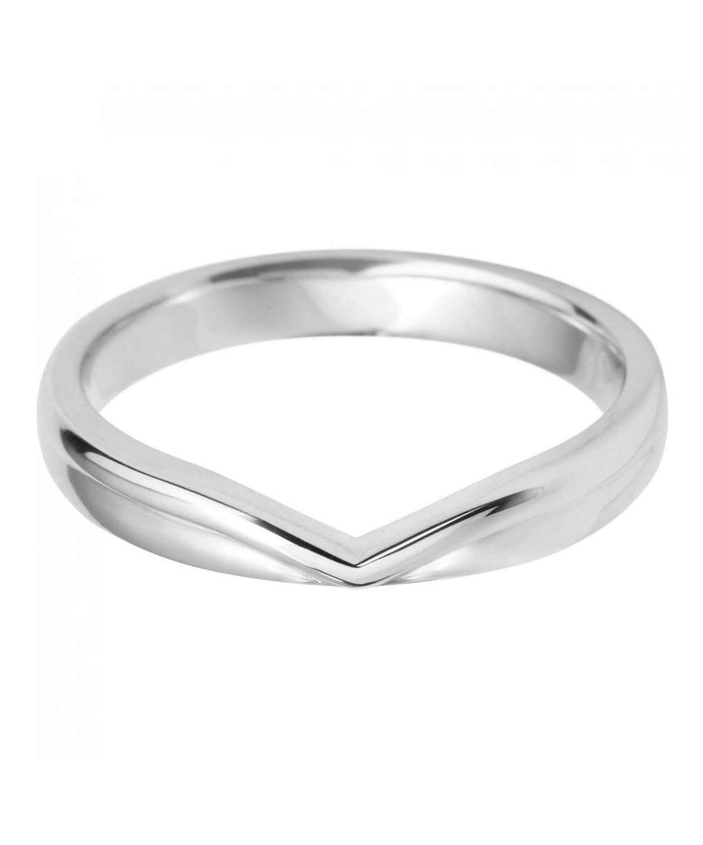9ct White Gold Ridged Wishbone Ring