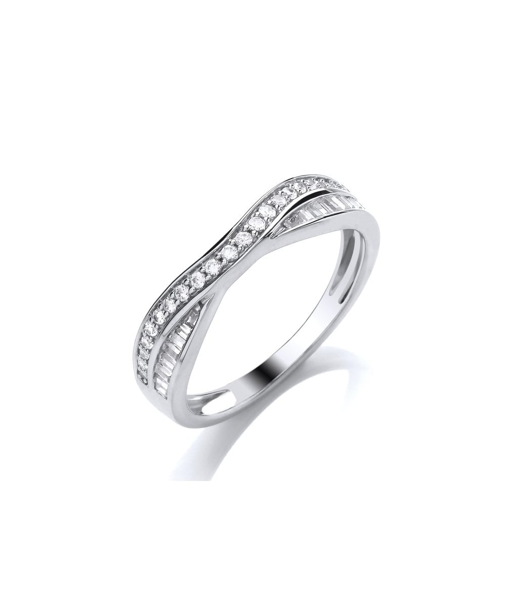 9ct White Gold 0.25ct Diamond Wishbone Ring