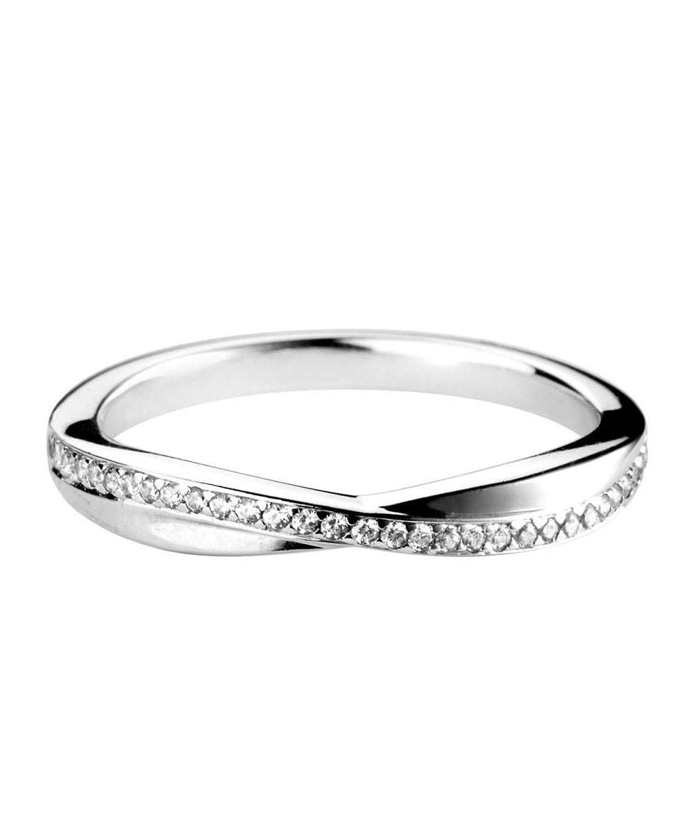 Platinum 0.12ct Diamond Crossover Ring
