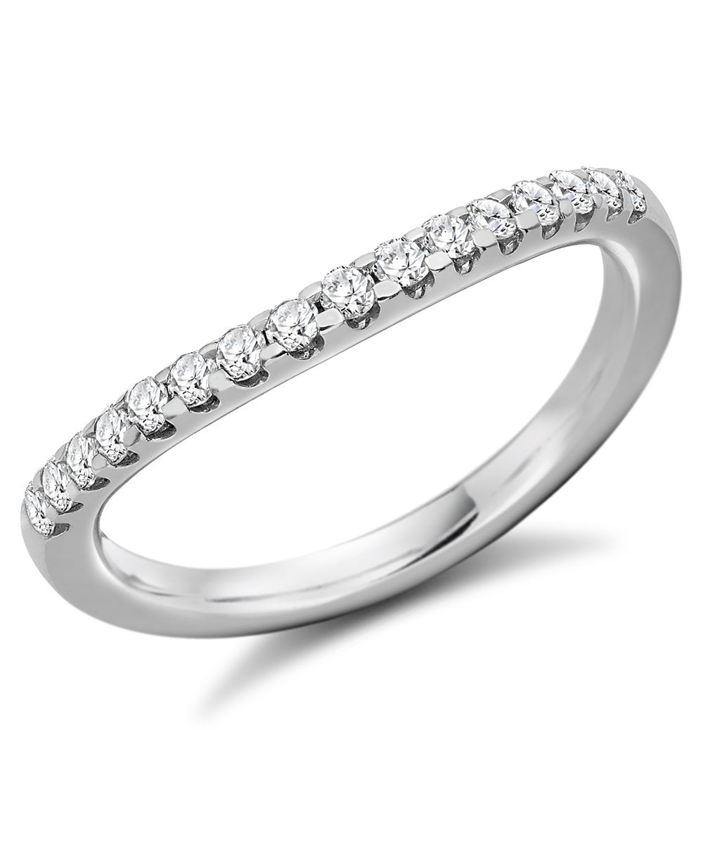 9ct White Gold 0.35ct Diamond Set Curved  Ring