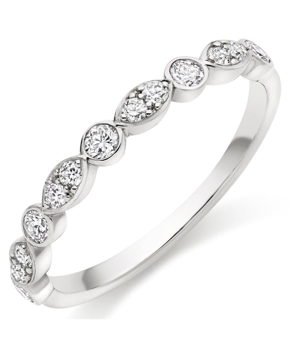 Platinum 0.35ct Grain Set Shaped Diamond Wedding Ring
