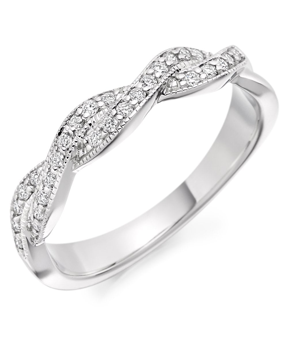 Platinum 0.23ct Diamond Set Twist Ring