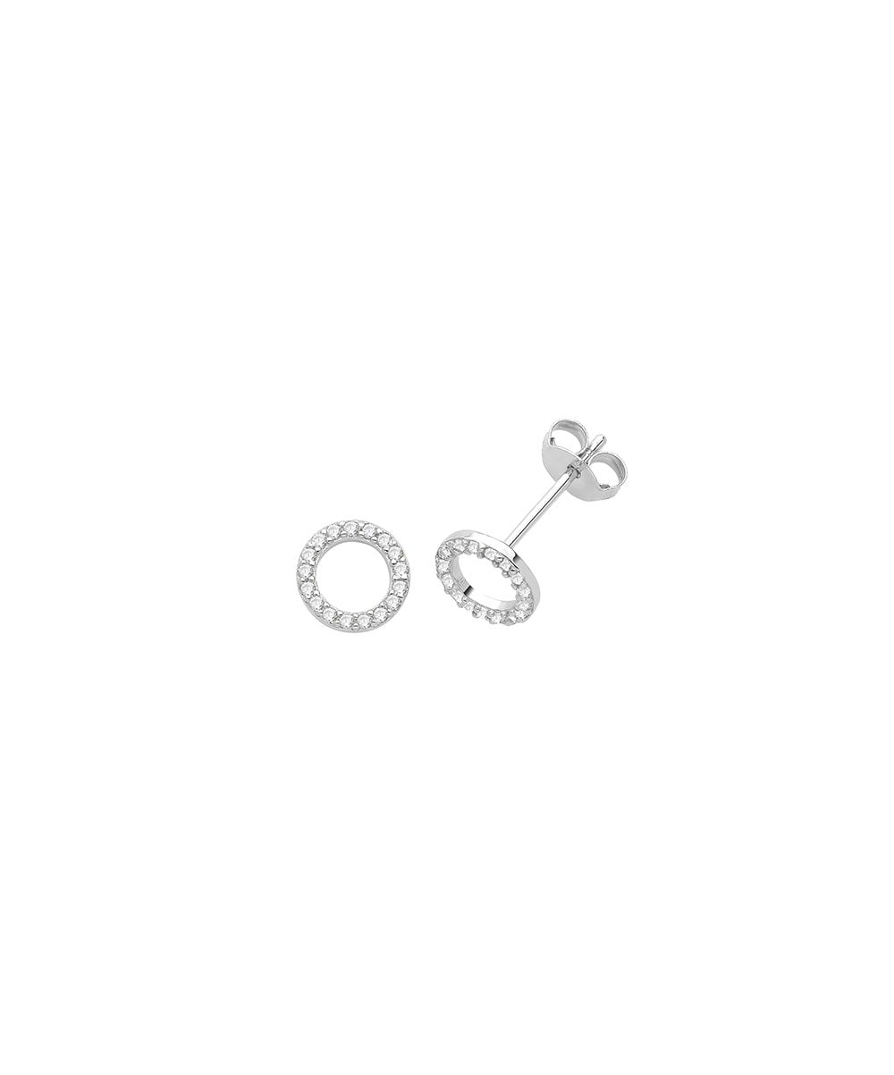 Silver CZ Polo Stud Earrings