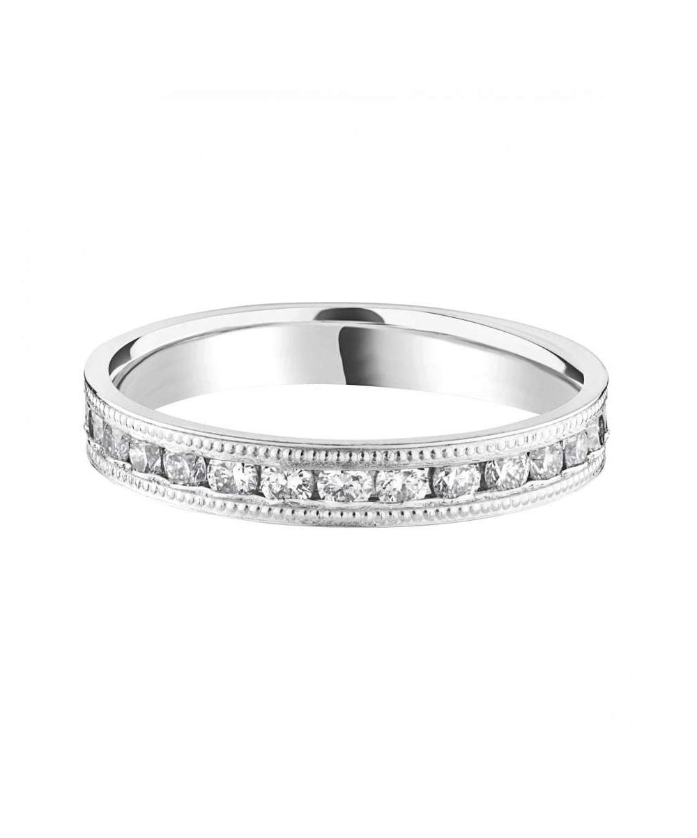 Vintage Channel Set Round Brilliant Diamond Wedding Ring